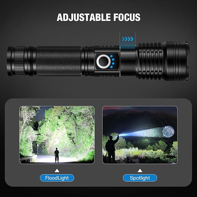 MILAOSHU Rechargeable Flashlights 90000 High Lumens - 2 Pack, Super Bright LED Flashlight Rechargeable with 5 Light Modes, High Powered & IPX7 Waterproof Flash Light for Camping, Home