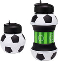 Maccabi Art Collapsible Silicone Soccer Ball Water Bottle for Kids, 18 oz BPA-Free with Clip, Leak-Proof Spout, Portable Sports Drink Bottle