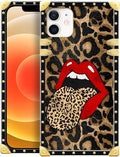 Compatible with iPhone 11 Case, Brown Leopard Print Mouth Luxury Golden Decoration for Girl Women Soft TPU Shockproof Protective Hard PC Back for iPhone 11