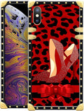 Compatible with iPhone XR Case, Elegant High Heels Luxury Golden Decoration for Girl Women Soft TPU Shockproof Protective Hard PC Back for iPhone XR