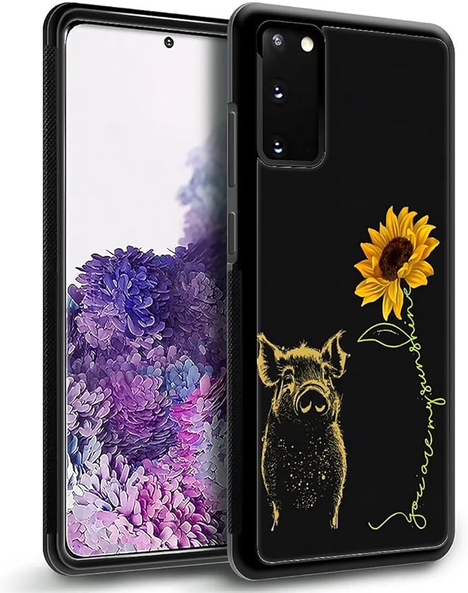 for Samsung Galaxy S20 Plus Case, Pig Sunflower Yellow Sunshine Pattern Graphic Design Girl Boy Soft Silicone Hard Acrylic Shock Protection for Samsung Galaxy S20 Plus