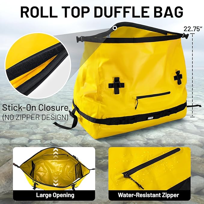 MIER Waterproof Duffel Bag Motorcycle Dry Bag Backpack Large Roll-Top Heavy Duty Dry Duffle Bags for Kayaking Camping Boating Gym Beach Cruise Ship, 60L/80L