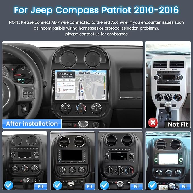 5Ghz WiFi [4Core+64GB] Android Car Radio for Jeep Compass Patriot 2010 2011 2012 2013 2014 2015 2016 Car Stereo, 10inch IPS Touchscreen with Wireless Carplay Android Auto Bluetooth GPS Backup Camera