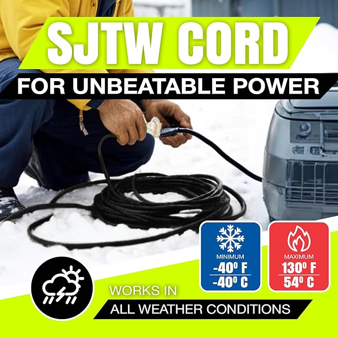 6ft Outdoor/Indoor Extension Cord 3-Outlet 12/3 Gauge Extra Heavy Duty 3 Prong SJTW, Waterproof, Flexible Cold-Resistant Long Power Cord,15A 125V 1875W, Black by LifeSupplyUSA