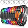 10 Pack Aluminum D Ring Key Rings Clips Locking Carabiner for Camping Fishing and Outdoor Use，Clips with Screw Gate Multicolored