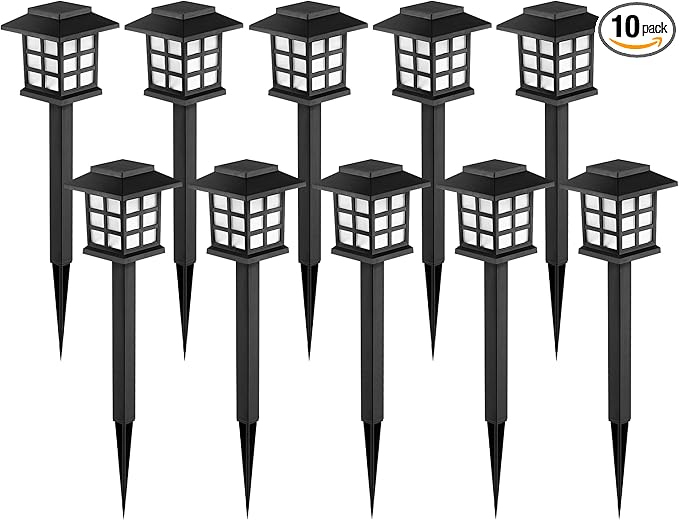 GIGALUMI Solar Outdoor Lights，10 Pack LED Solar Lights Outdoor Waterproof, Solar Walkway Lights Maintain 10 Hours of Lighting for Your Garden, Landscape, Path, Yard, Patio, Driveway