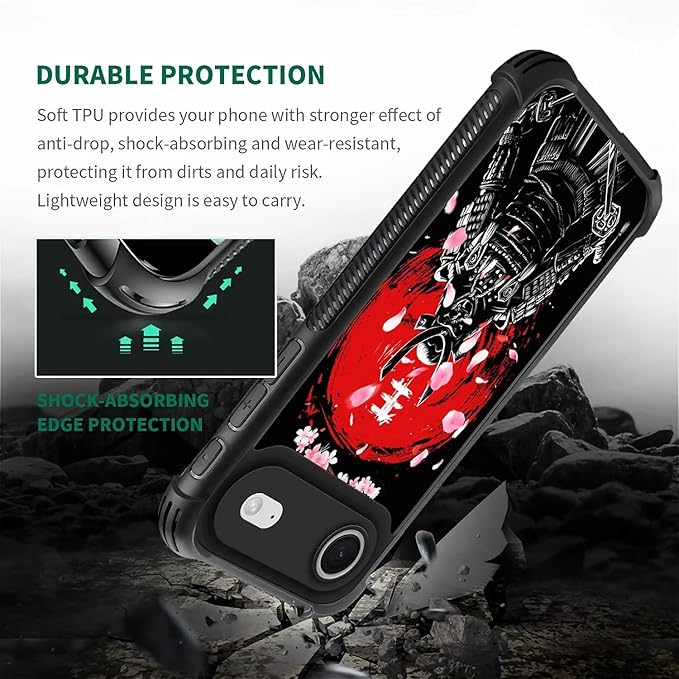for iPhone 17 Air Case,for MagSafe Graphic Design for Girl Boy Soft Silicone Hard Acrylic Shock Protection Designed for iPhone 17 Air Sakura Japanese Samurai Pattern