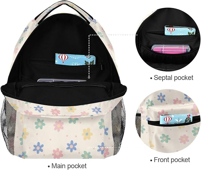 Wamika Daisy Flowers Kids Backpack Floral Orange Chamomile School Backpacks Boys Girls Preschool Book Bag