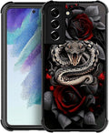 for Samsung Galaxy S22 Plus Case, Entwined Rose Snake Pattern Graphic Design Girl Boy Soft Silicone Hard Acrylic Shock Protection for Samsung Galaxy S22 Plus