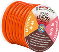 Mandala Crafts Round Genuine Orange Leather Cord for Jewelry Making – 5mm Cowhide Leather Rope String Lace for Kumihimo – 4.4 Yards Cowhide Craft Cording Spool