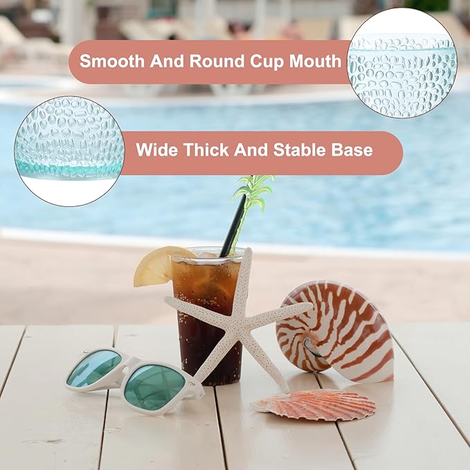 uxcell 7oz Acrylic Drinking Glasses, 4Pcs Plastic Reusable Tumblers Drinkware Unbreakable Water Glasses Cups Stackable & Dishwasher Safe for Home Outdoors Restaurant, Light Blue