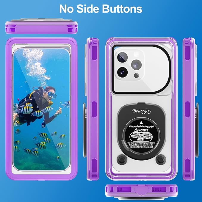 Beasyjoy Waterproof Phone Case, Underwater Phone Case for Snorkeling, Universal IPX8 Diving Pouch with Lanyard for iPhone Samsung Google Moto Series-[NOT Fit Snugly] [Touchscreen Operated Only]-Purple