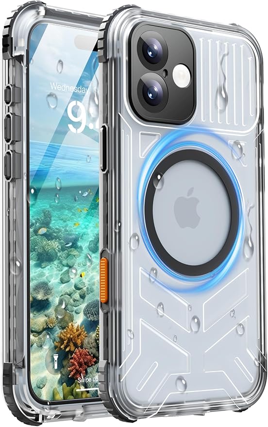 for iPhone 16 Plus Waterproof Case with Magsafe, Built-in [Camera & Screen Protector] [Lanyard], IP68 Water Proof Full Body Dustproof Heavy Duty Frosted Protective Phone Cover, 6.7" Black