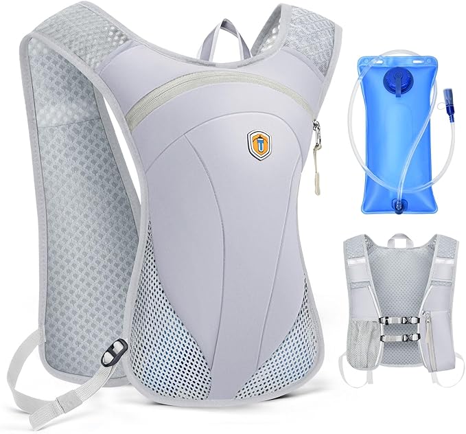 Hydration Backpack with 2L Water Bladder Bag, Lightweight and Breathable Running Vest for Men, Adjustable Chest Straps Water Pack for Cycling Hiking Climbing Outdoor