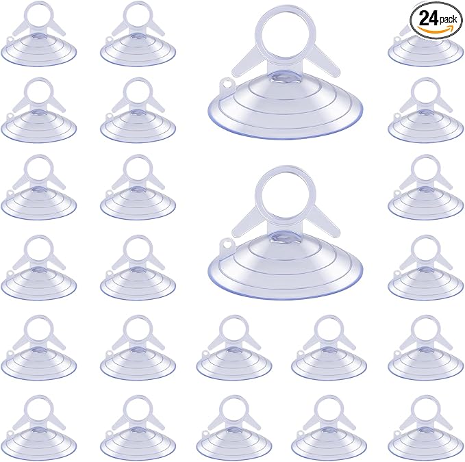 24 PCS Glass Strong Transparent Suction Cups, Windshield Sunshade Dovetail Sucker Hooks, Multi-Purpose Window Suction Cups for Car Window Glass Bathroom Kitchen Office Home Decor