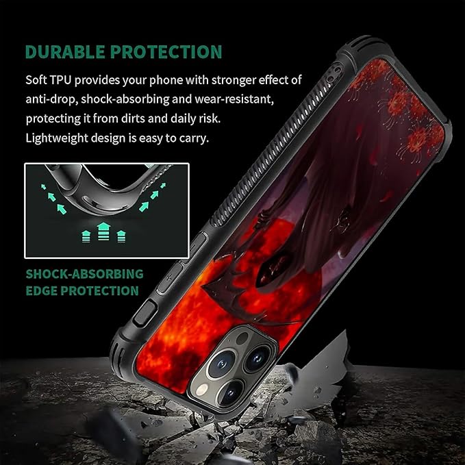 for iPhone 16 Pro Case, Death by The Red Moon Pattern Graphic Design Girl Boy Soft Silicone Hard Acrylic Shock Protection for iPhone 16 Pro