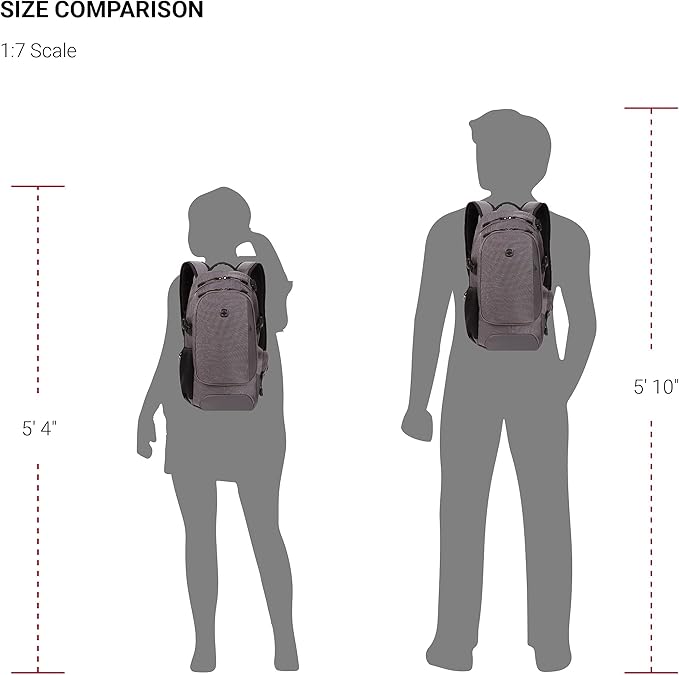 SwissGear 3598 Backpack, Narrow Daypack, Ideal for Commuting and School, Grey Ballistic