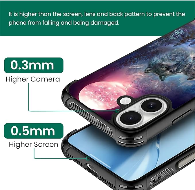 for iPhone 17 Case,for MagSafe Graphic Design for Girl Boy Soft Silicone Hard Acrylic Shock Protection Designed for iPhone 17 Star Two Wolfs Howling Pattern