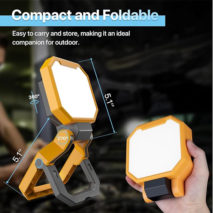 HYPERLITE Rechargeable Work Light - 2Pack 40W 4000Lumens - Valentine's Gifts for Men Dad Him - Hanging Hook Folding Portable Magnetic Work Light - Mechnic Light for Car Repairing Camping Emergency