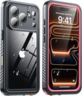ANTSHARE for iPhone 17 Pro Case, IP68 Waterproof Shockproof Case, [Built-in Screen Protector] - 12 FT Military Dropproof - Full Body Heavy Duty Rugged Phone Cover 6.3 inches - Pink/Clear