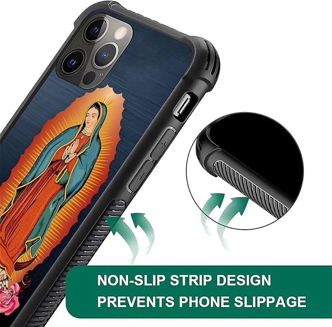 for iPhone 11 Pro Case, Red Virgen Guadalupe Pattern Made of Soft Silicone Hard Acrylic Shock Protection for iPhone 11 Pro