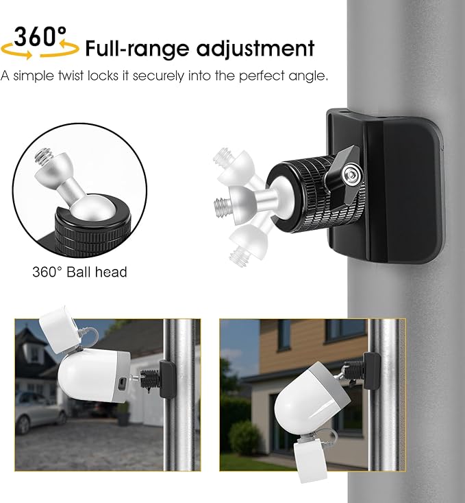 Magnetic Camera Mount with 1/4" Thread for Flat or Curved Steel Surfaces, Flexible Strong Magnet Indoor Outdoor Security Cam Bracket fits for Arlo, Ring, Wyze, Google Nest, Mevo Start