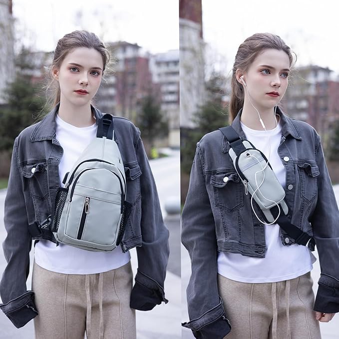 JENAGREEN Sling Backpack Crossbody Sling Bag for Women Men, Multipurpose Travel Hiking Adjustable Chest Bag Casual Daypack