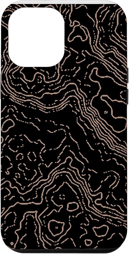 Topography Black & Brown Abstract Pattern Topographic Map Case for iPhone 12 Pro Max