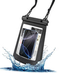 Extra Large Size Waterproof Phone Pouch - [Floating] Water Proof Pouch for iPhone Galaxy Google and More, IPX8 Waterproof Dry Bag for Beach Vacation Belongings Clear Black
