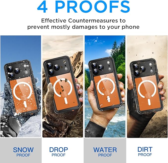 AICase for iPhone 17 Pro Case Waterproof Clear with MagSafe Water Proof/Snowproof/Dustproof/Shockproof,IP68 Certified 360 Full Body Protection Fully Sealed Underwater Cover for iPhone 17 Pro 6.3"