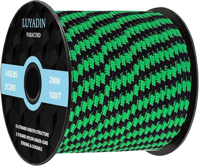Paracord 240lb - Diameter 2mm Micro Utility Cord -3 Strand Parachute Spool Cord - 100ft 200ft,Paracord for Camping,Hiking,Fishing,Outdoor and DIY