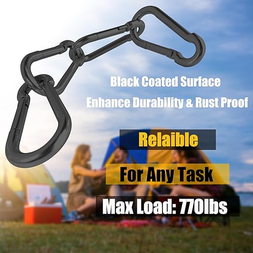 EPHECH 30PCS 4" Black Heavy Duty Spring Snap Hook, M10 3/8" Galvanized Steel Snap Hook Carabiner Quick Link Carabiner Clip, 500LBS Holding Capacity Quick Link Keychain for Swing Hammock Gym Outdoor