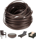 M METERXITY 1-Pack Wicker Repair Kit, 5mm x 66ft/20m Plastic Flat Rattan Replacement Supplies for Patio Furniture Repair/Basket Making/Chair Weaving, Synthetic Woven Rattan [Brown]
