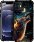 for iPhone 12/12 Pro Case, Star Cave Hungry Wolf Pattern Graphic Design Girl Boy Soft Silicone Hard Acrylic Shock Protection for iPhone 12/12 Pro