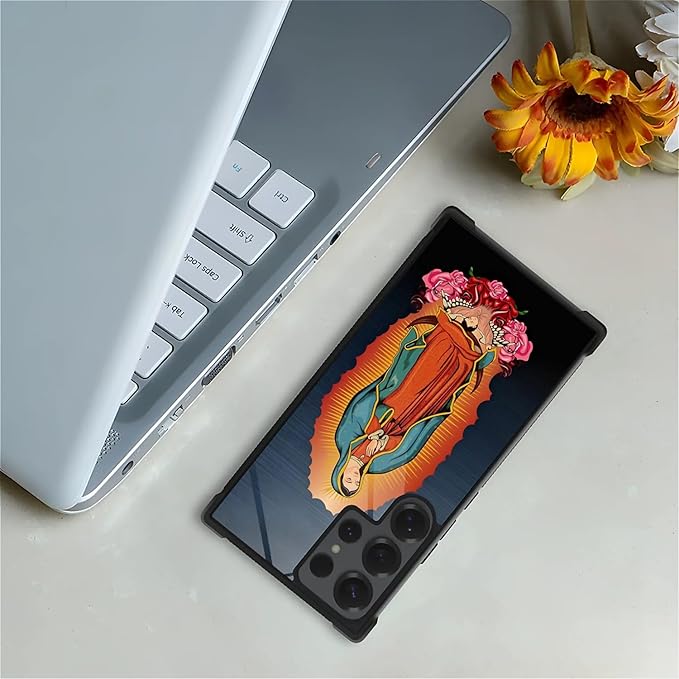 for Samsung Galaxy S25 Ultra Case,Graphic Design for Girl Boy Soft Silicone Hard Acrylic Shock Protection Designed for Samsung Galaxy S25 Ultra Red Virgen Guadalupe Pattern