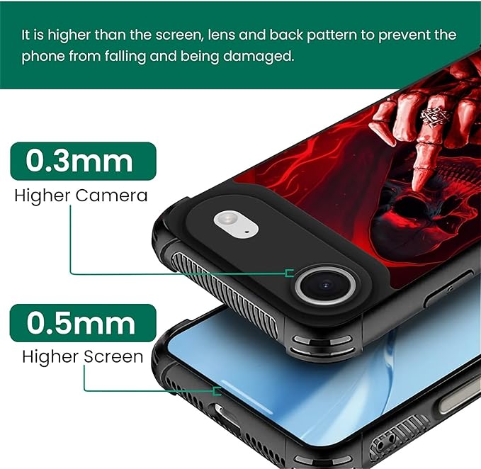 for iPhone 17 Air Case,for MagSafe Graphic Design for Girl Boy Soft Silicone Hard Acrylic Shock Protection Designed for iPhone 17 Air Gestures Funny Skull Pattern