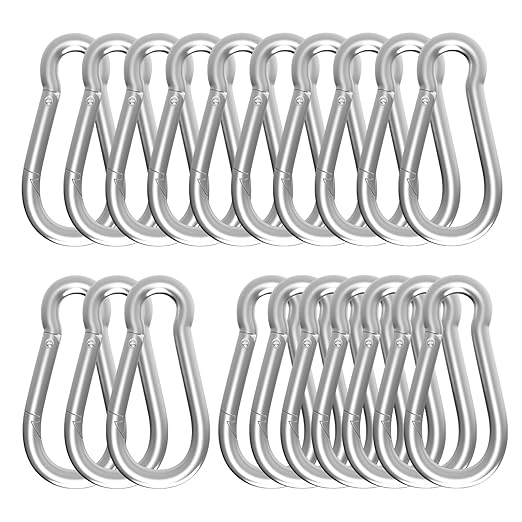 Carabiner, Heavy Duty Galvanized Steel Spring Snap Hook Carabiner Clips with 260LBS Holding Capacity, Ideal for Outdoor, Hammock, Swing and Travel (M6 2.35Inch, 20PCS)