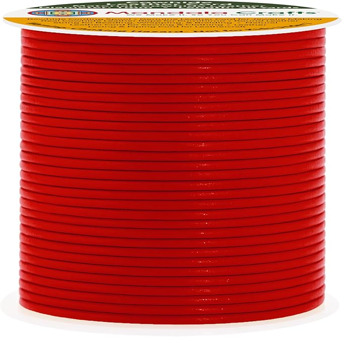 Mandala Crafts Round Cowhide Genuine Red Leather Cord for Jewelry Making Kumihimo Leather Rope Spool - Red String Lace - 20 Yds 1mm Cording