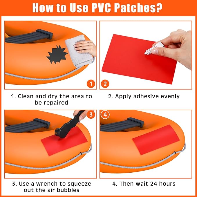 Gejoy Inflatable Boat Repair Kit with Tools, Portable PVC Patch and Repair Tape Set with Valve Wrench, Brush and Glue for Emergency Repairs on Rafts, Kayaks, Canoes, Pools and Inflatable Toys