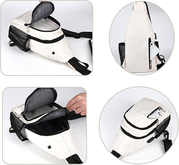 JENAGREEN Waterproof Sling Backpack Crossbody Sling Bag for Women Men, Multipurpose Travel Hiking Adjustable Chest Bag Casual Daypack