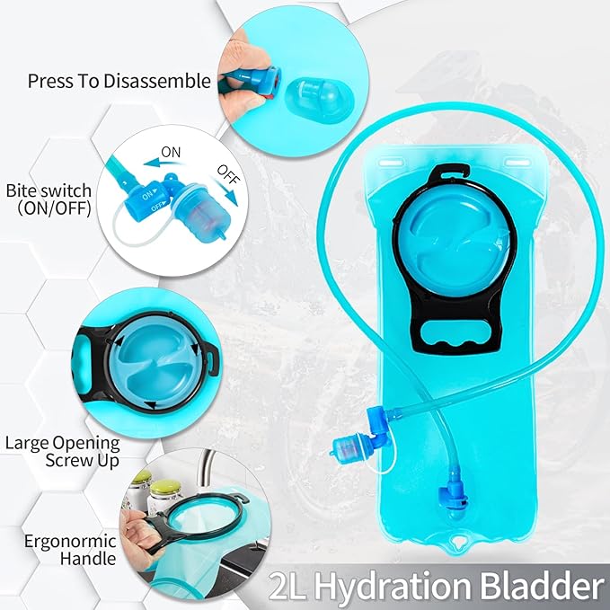 Hydration Backpack with Leak Proof Water Bladder, Lightweight Hydro Water Daypack for Rave, Cycling, Running, Hiking, Climbing