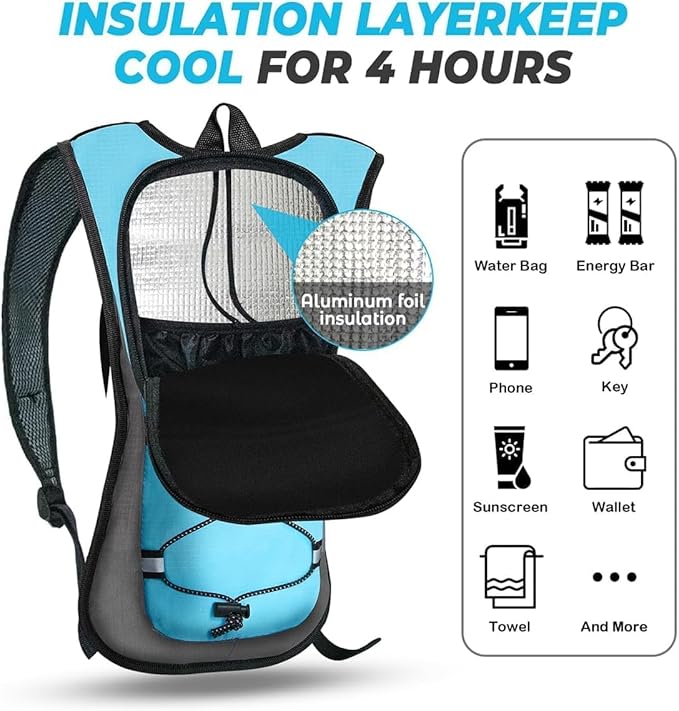 Hydration Backpack Hydration Pack Water Backpack with 2L(70-Ounce) Hydration Bladder for Men Women Kids for Running Hiking Biking Climbing