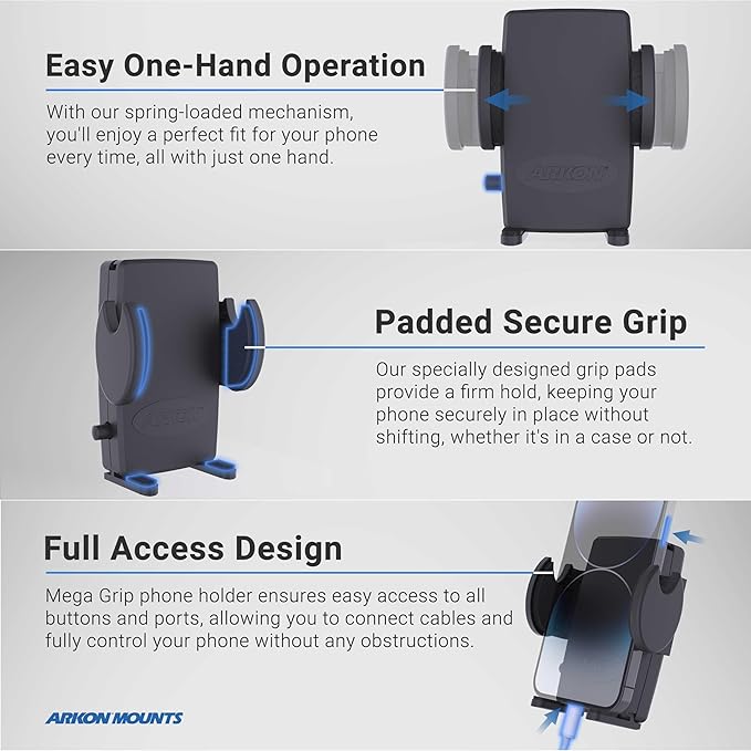 Arkon Mount Car or Truck Seat Rail/Floor Phone Mount | Universal Compatible | Flexible Gooseneck | Easy Installation | Truck Phone Mount | Phone Holder Fits iPhone, Galaxy, Note and more