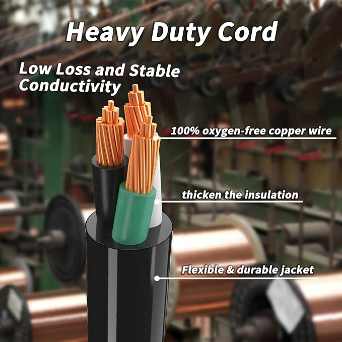 PlugSaf 16/3 Gauge 200 ft Extension Cord Outdoor Black Waterproof, Cold Weatherproof -58°F, Flame Retardant, Flexible 3 Prong Electric Cord for Lawn Office,10A 1250W 16AWG SJTW, ETL Listed