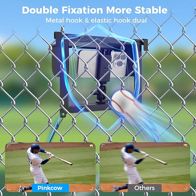 Game Changer Mounting Streaming Kit - Fence Phone Mount for Baseball - Game Changer Fence Holder with Shade and Power Bank Clip for iPhone, Samsung, Mevo, GoPro and Action Camera