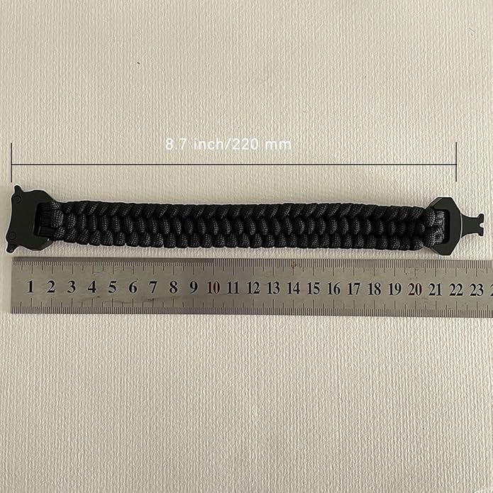 Parachute Cord Bracelets Trilobite Weaved Paracord Bracelet with Side Release Buckle 8.7 inch Black Bracelet for Men Women 1 Set