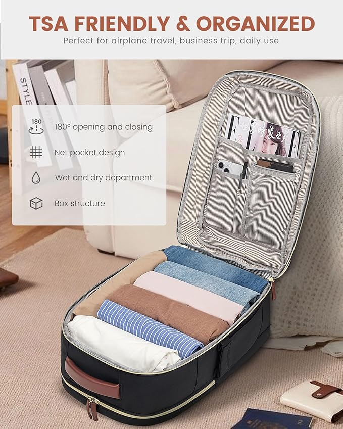 LOVEVOOK Travel Backpack For Women Flight Approved, 50L Carry on Backpack for Airplanes, Personal Item Travel Bag for Airplanes Fits 18 Inch Laptop, Business Weekender Overnight Daypack with 3 Cubes