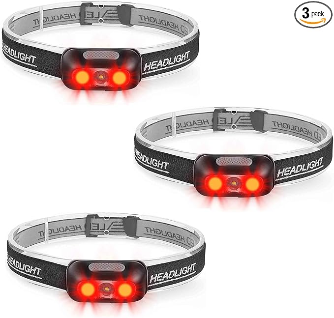 Rechargeable Headlamp 3 Pack, Ultra Bright 500 Lumen Head Lamp 5 Lighting Modes with Red Light, IPX4 Waterproof Adjustable Strap Headlamp Flashlight for Adult Emergency, Running, Camping, Cycling