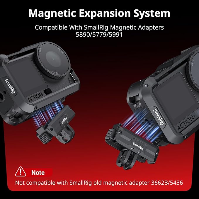 SMALLRIG Action 6 Cage for DJI Osmo Action 6 with Expansion Interfaces, Cold Shoe, 1/4"-20 Threaded Hole, Quick Release, Aluminum Action Camera Cage for DJI Action 6, Protective Frame Cage - 5888