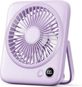 Otlonpe Portable Desk Fan 6.5 Inch, 4000mAh Rechargeable Battery Operated & USB Powered, 23Hrs Cordless Small Personal Fan 4-Speed Quiet for Office Travel Home Sleeping, Led Display, Foldable (Purple)
